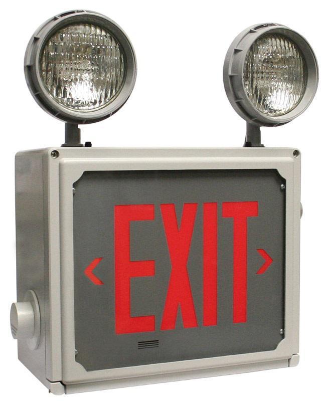 Hazardous Location LED Combo Exit, 18W, Red Letters, Smart Charger